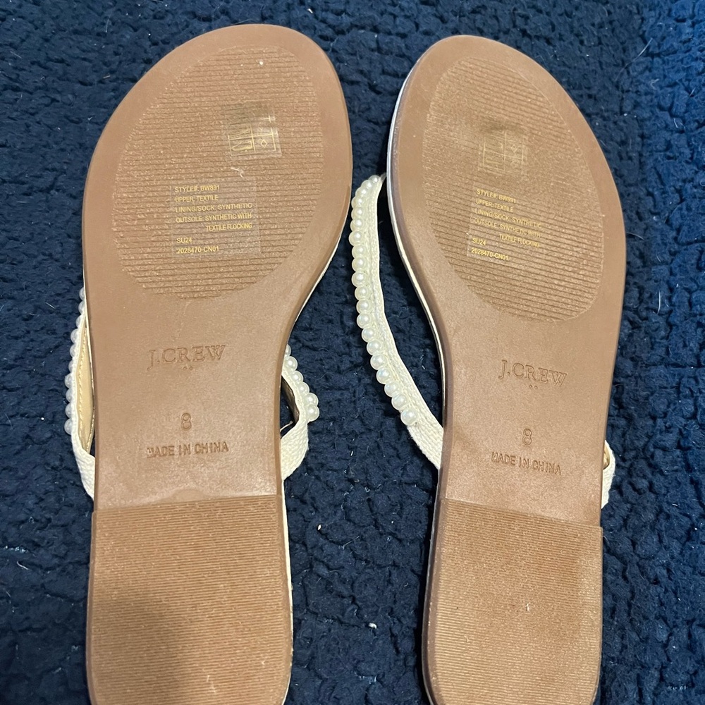 J. Crew Women's Pearl Embellished Sandals - Cream w8 - Picture 2 of 3